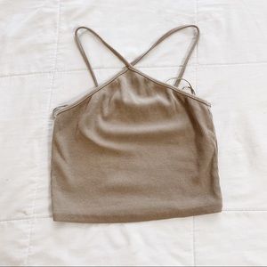 Zara tan cross cross halter crop top